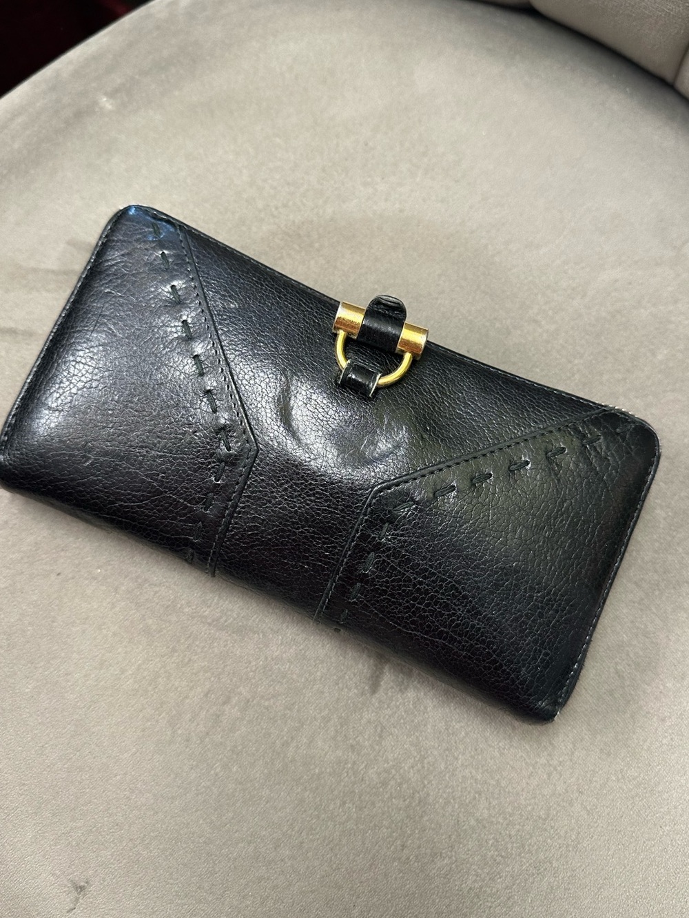 Yves Saint Laurent Paris Black Leather Zip Around Wallet with Gold Hardware - Picture 3 of 10